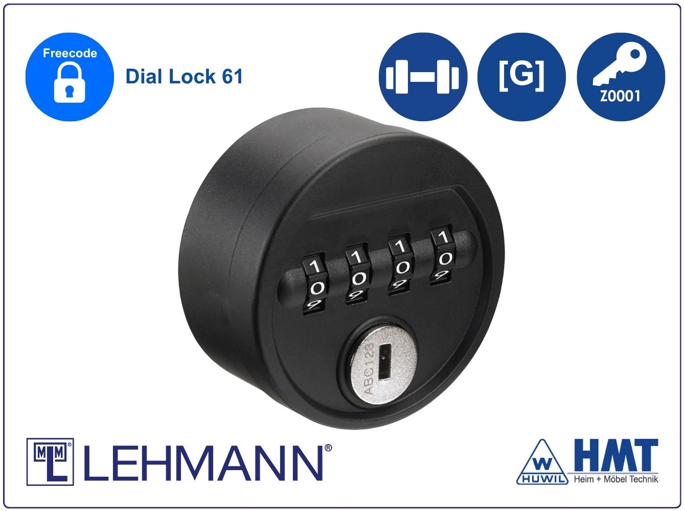 MLM Zahlenschloss Typ Dial Lock 61 Free - [G] / rs + ls / Z0001 / Schwarz