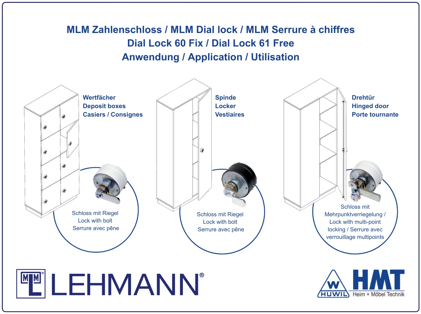 MLM Schloss Typ 60 - Fix / Dial Lock 60 - für Riegel / rund