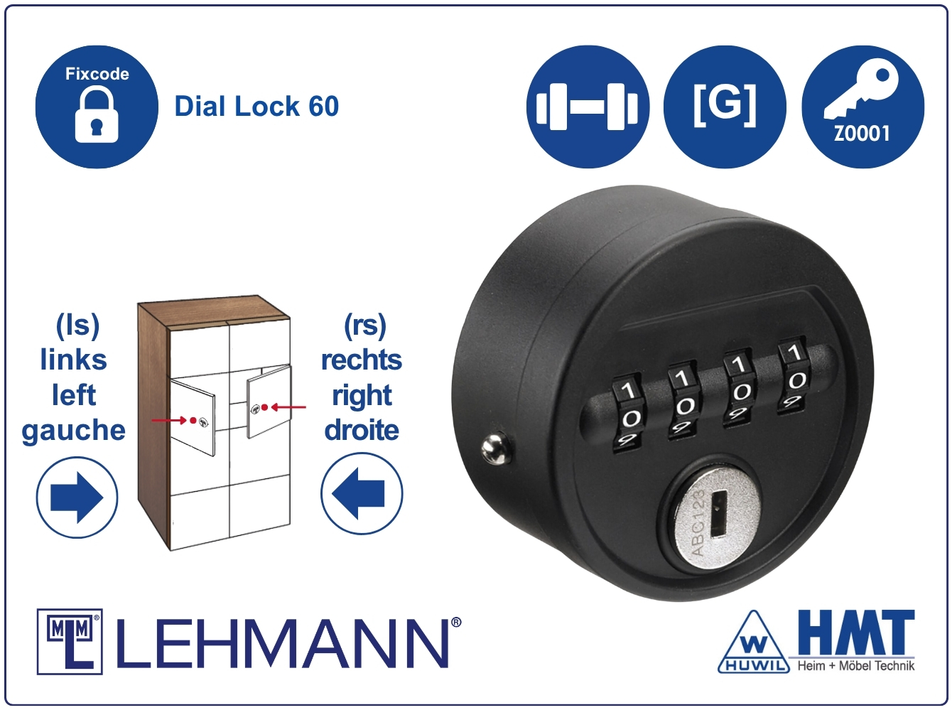 MLM Schloss Typ 60 - Fix / Dial Lock 60 - für Riegel / rund MLM Schloss Typ 60 - Fix / Dial Lock 60 - für Riegel / rund