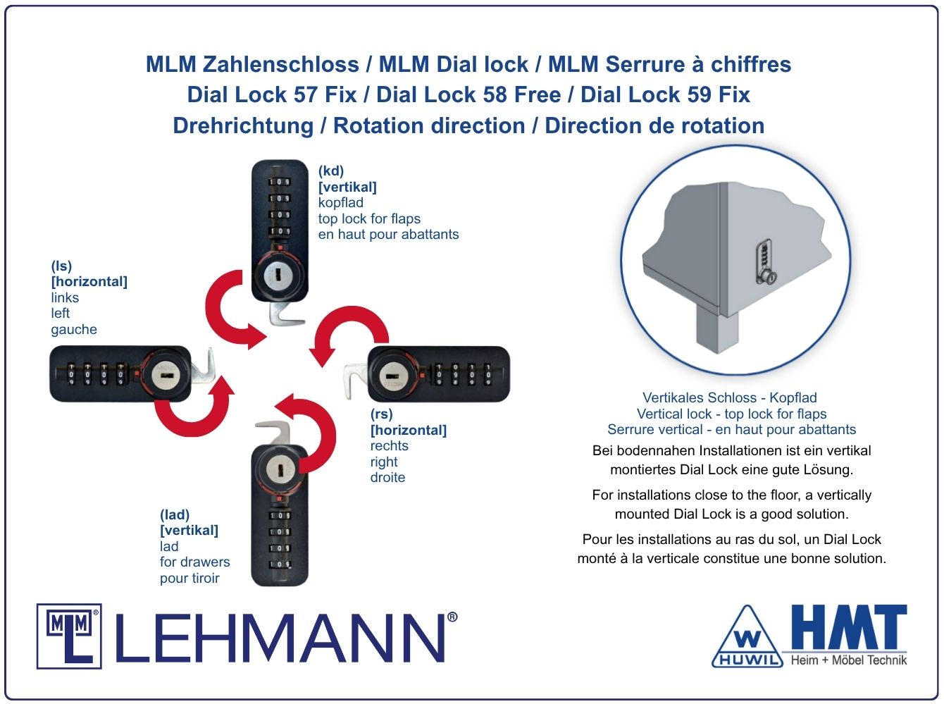 MLM Schloss Typ Dial Lock 57.01 Fix - [B] / ls / Z0001 / G