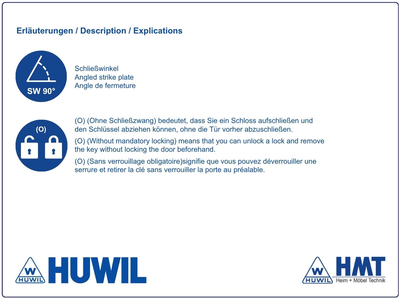 HUWIL Schloss Typ 0393 VCS18 - lad / Hub 7 / SW90° / O