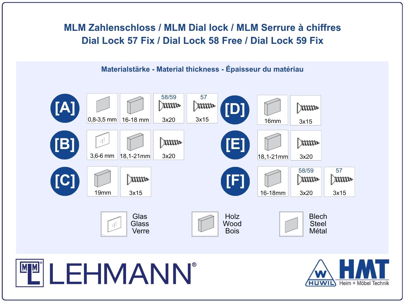 MLM Schloss Typ Dial Lock 57.08 Fix - [E] / rs / Z0001 / S