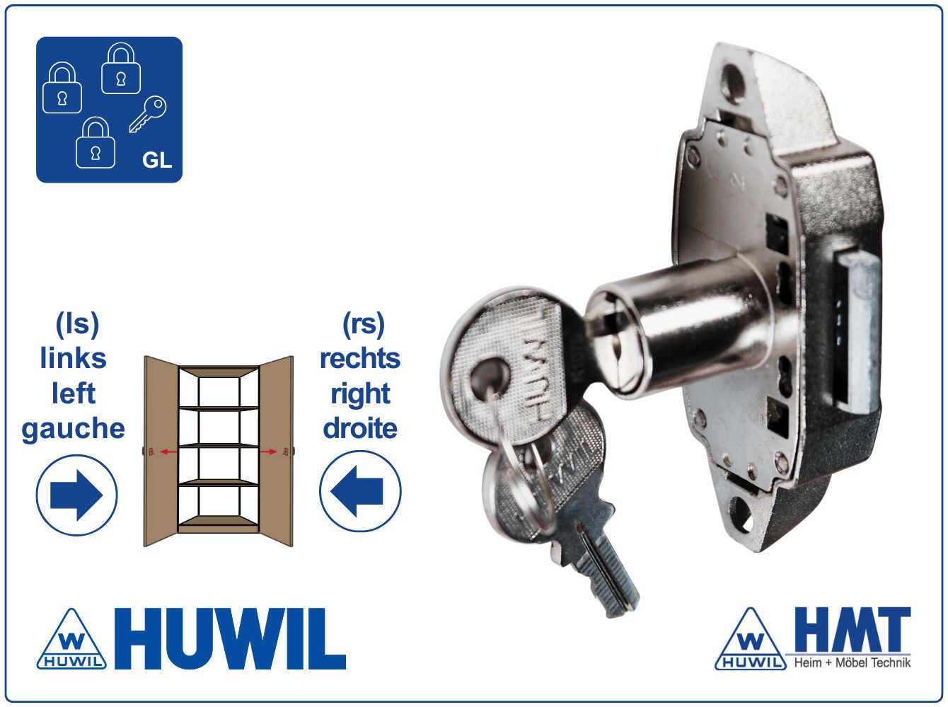 HUWIL Schloss Typ 0247 Ø16,5mm - D20 / rs + ls / GL HUWIL Schloss Typ 0247 Ø16,5mm - D20 / rs + ls / GL