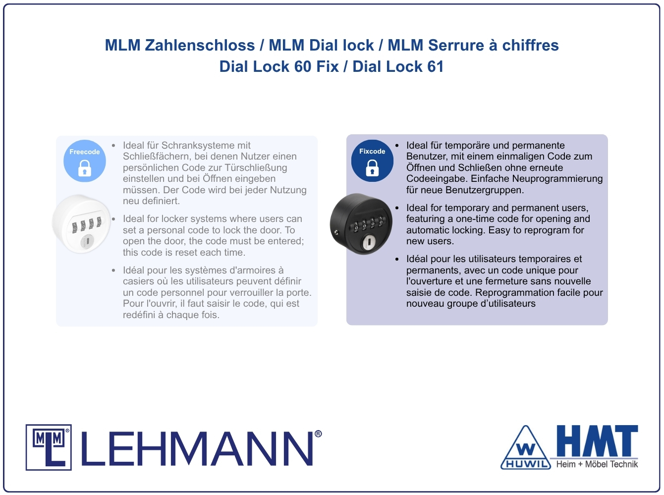MLM Schloss Typ 60 - Fix / Dial Lock 60 - für Riegel / rund