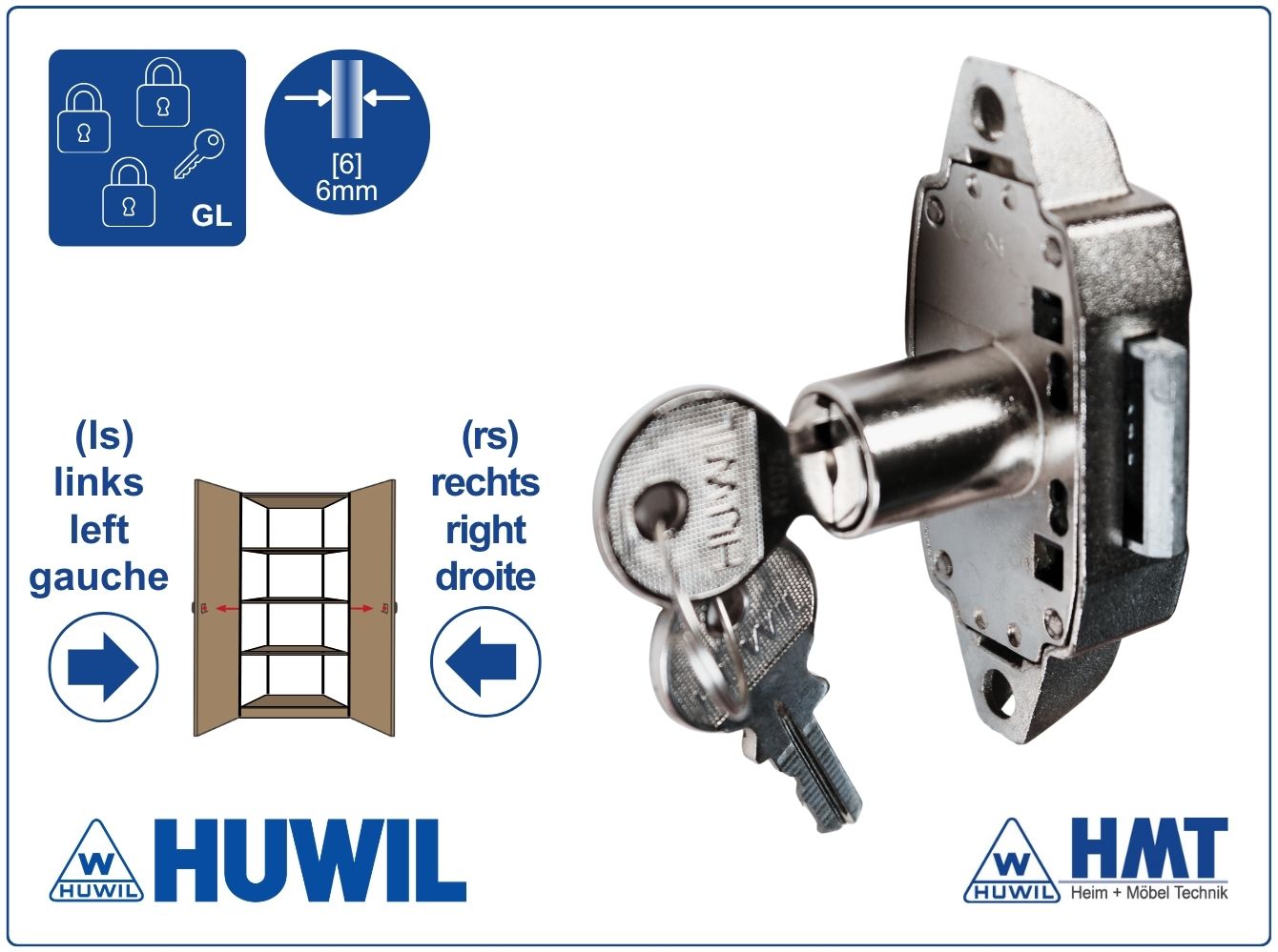 HUWIL Schloss Typ 0247 Ø16,5mm - D20 / rs + ls / GL HUWIL Schloss Typ 0247 Ø16,5mm - D20 / rs + ls / GL
