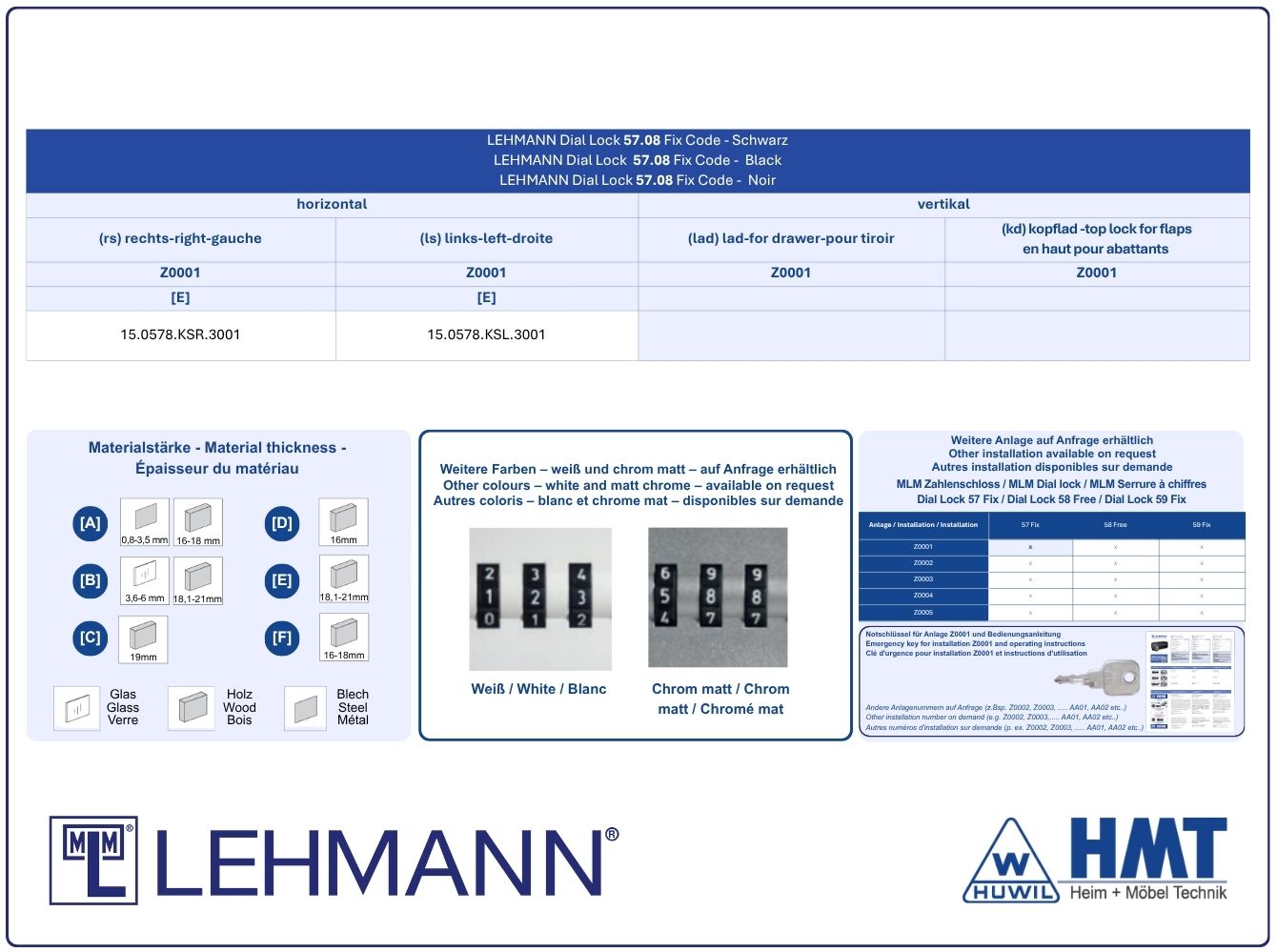 MLM Schloss Typ Dial Lock 57.08 Fix - [E] / ls / Z0001 / S
