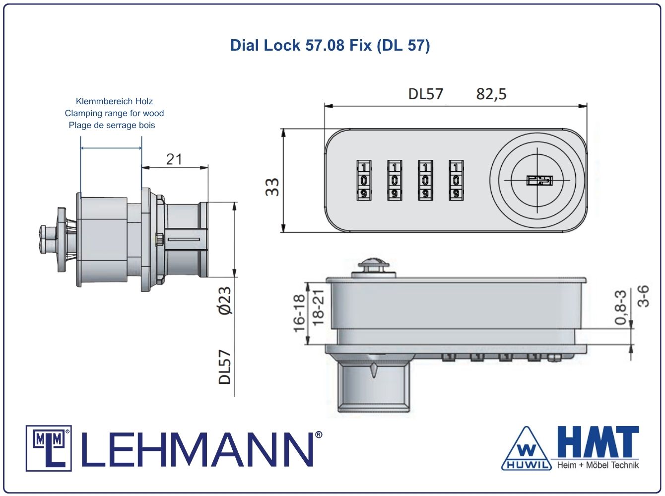 MLM Schloss Typ Dial Lock 57.08 Fix - [E] / rs / Z0001 / S