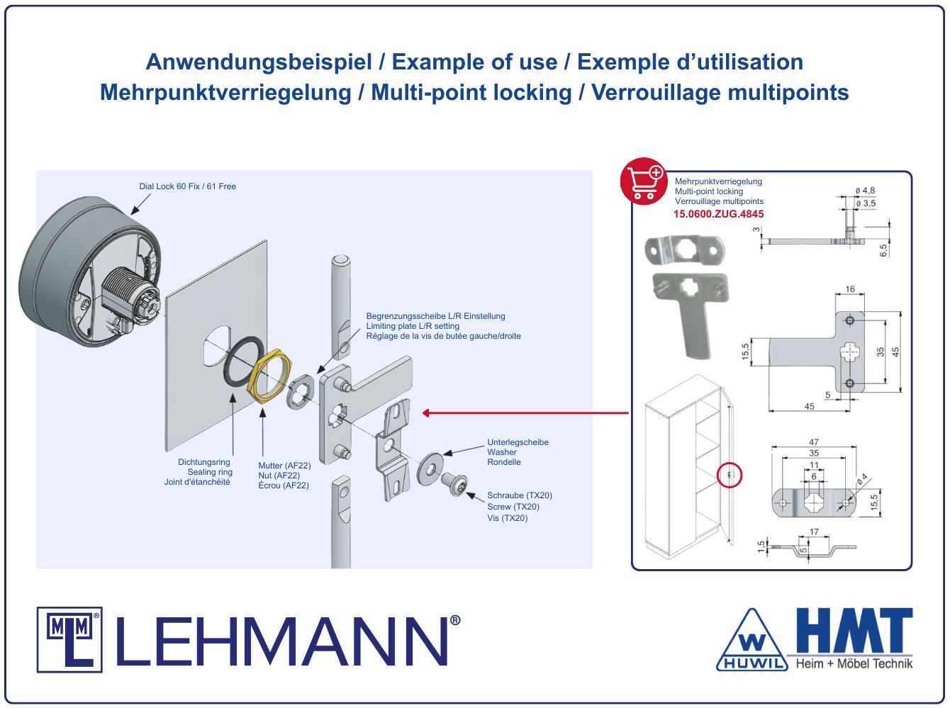 MLM Mehrpunktverriegelung #481 - für Dial Lock 60, 61, 63, Giro TA