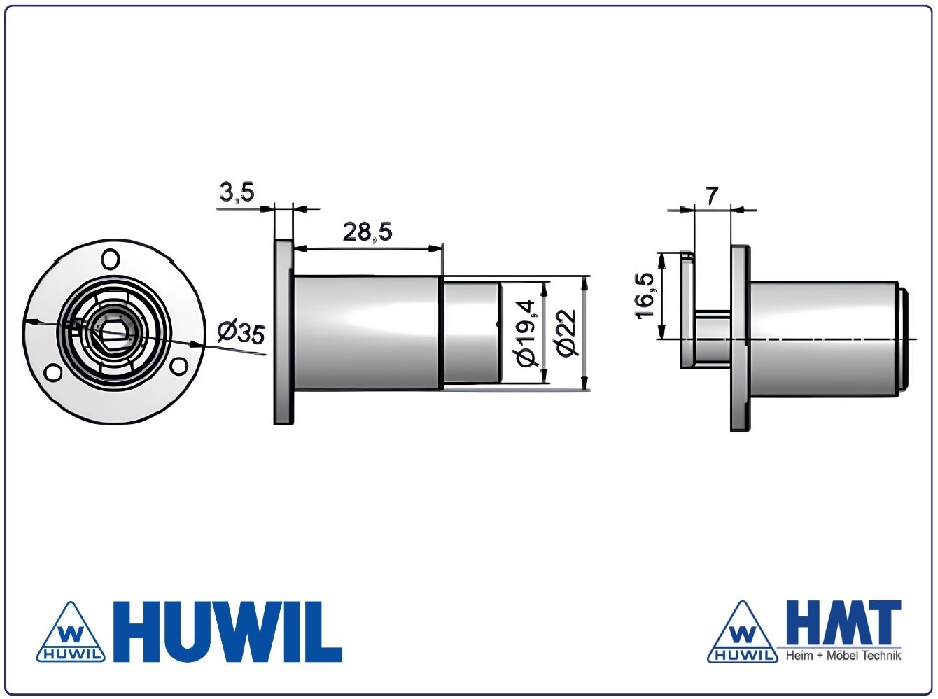 HUWIL Schloss Typ 0393 VCS18 - lad / Hub 7 / SW90° / M