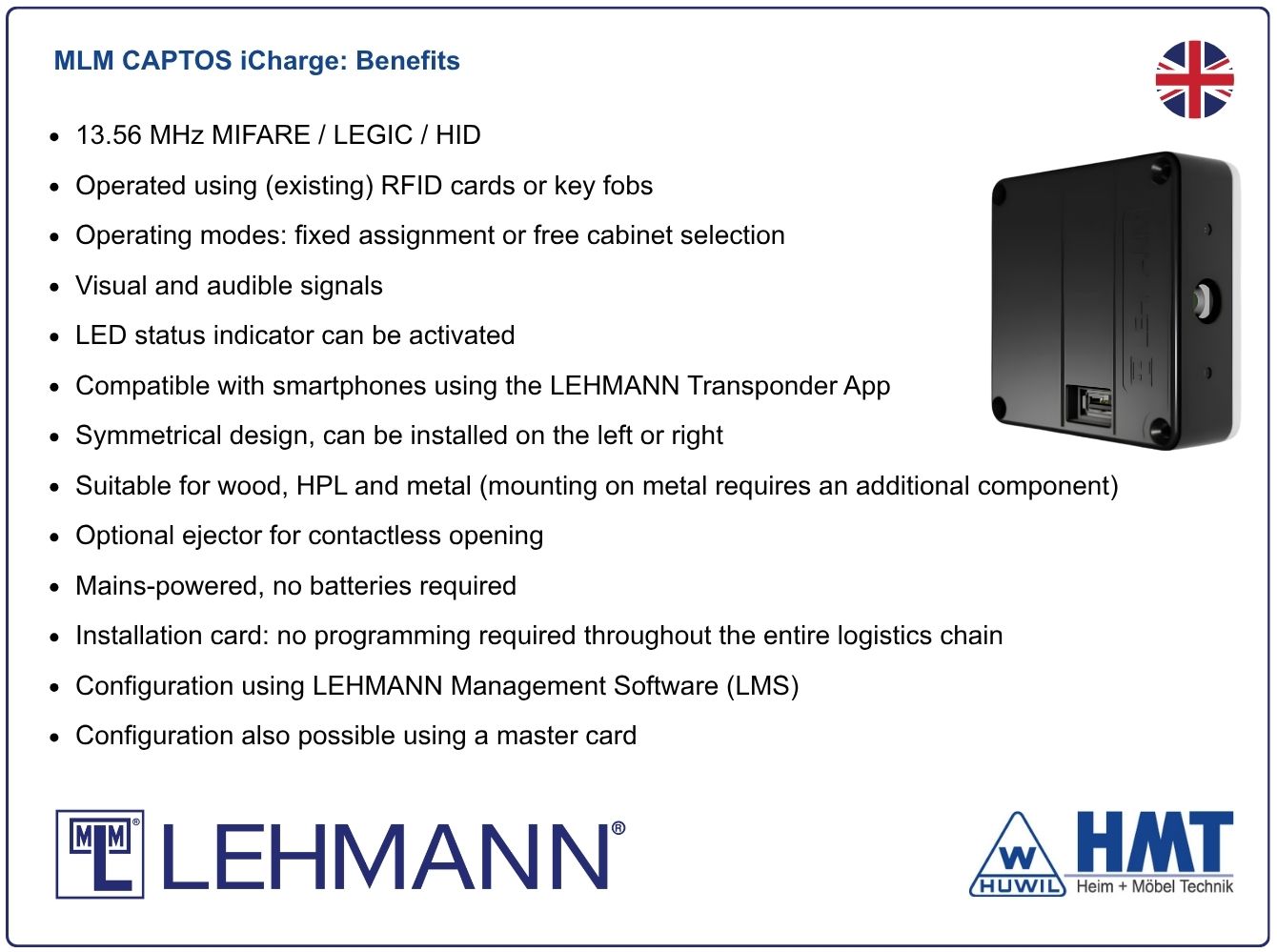 MLM E-Schloss Typ CAPTOS iCharge [SET] - RFID / MIFARE