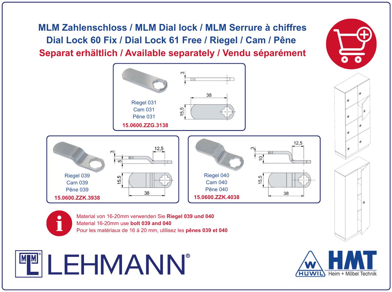 MLM Zahlenschloss Typ Dial Lock 61 Free - [G] / rs + ls / Z0001 / Schwarz