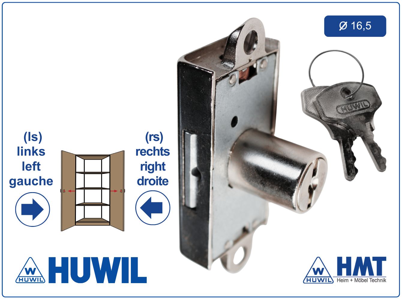 HUWIL Schloss Typ 0237 Ø16,5 [RA] - D15 / rs + ls / #.2105