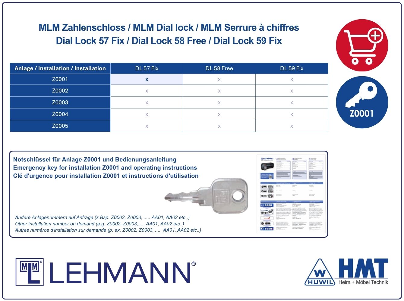 MLM Schloss Typ Dial Lock 57.01 Fix - [B] / ls / Z0001 / G