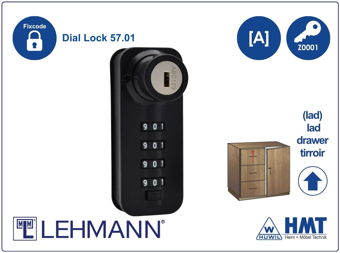 MLM Schloss Typ Dial Lock 57.01 Fix - [A] / lad / Z0001 / S