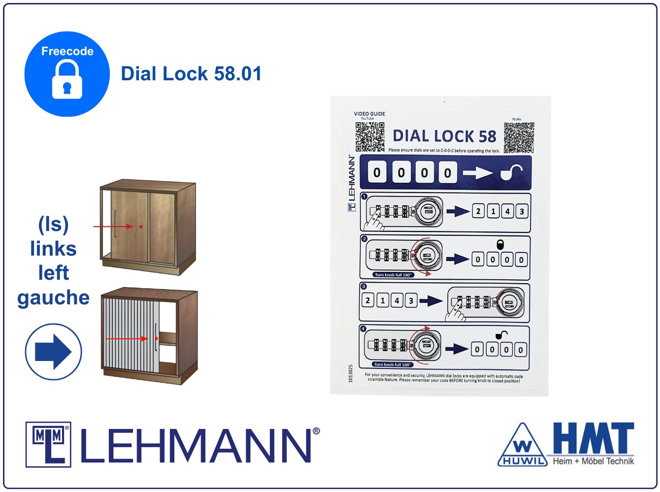 MLM Klebeetikett für Dial Lock 58 / für linke Türen