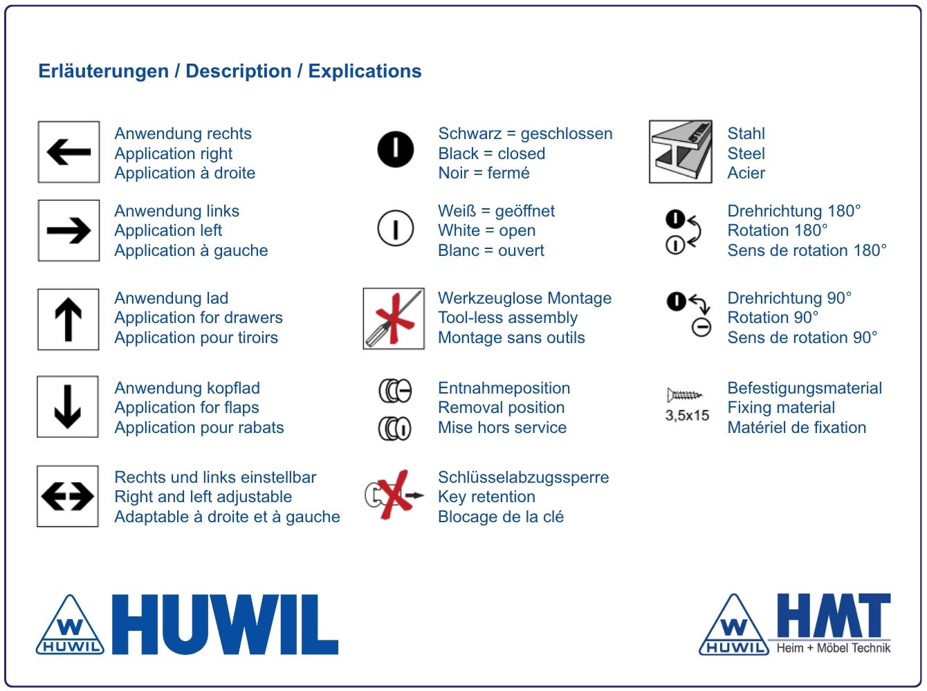 HUWIL Schloss Typ 0393 VCS18 - lad / Hub 7 / SW90° / M