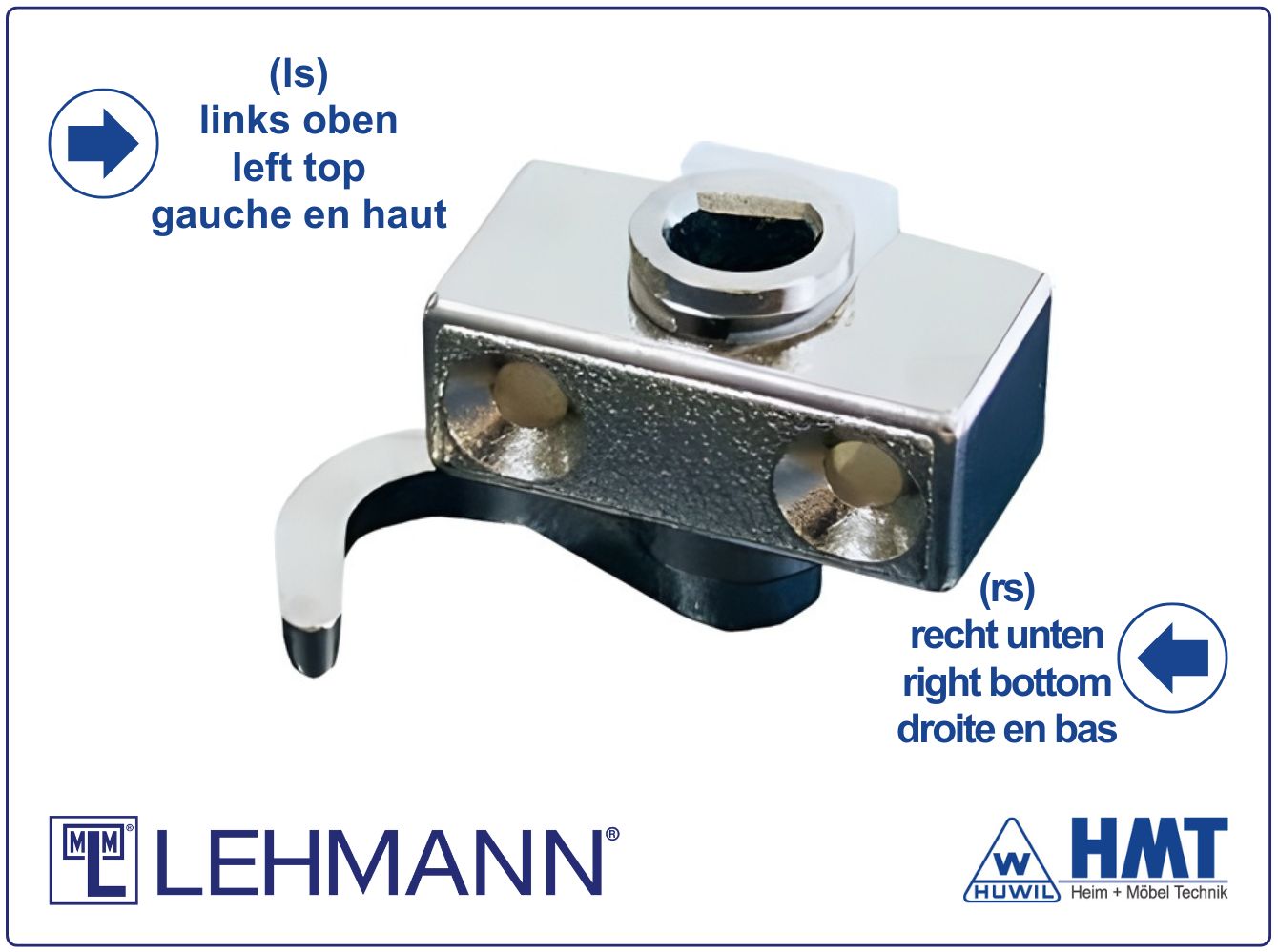 MLM Schließhaken dübelbar Typ 161.1 (ls) oben / Typ 162.1 (rs) unten