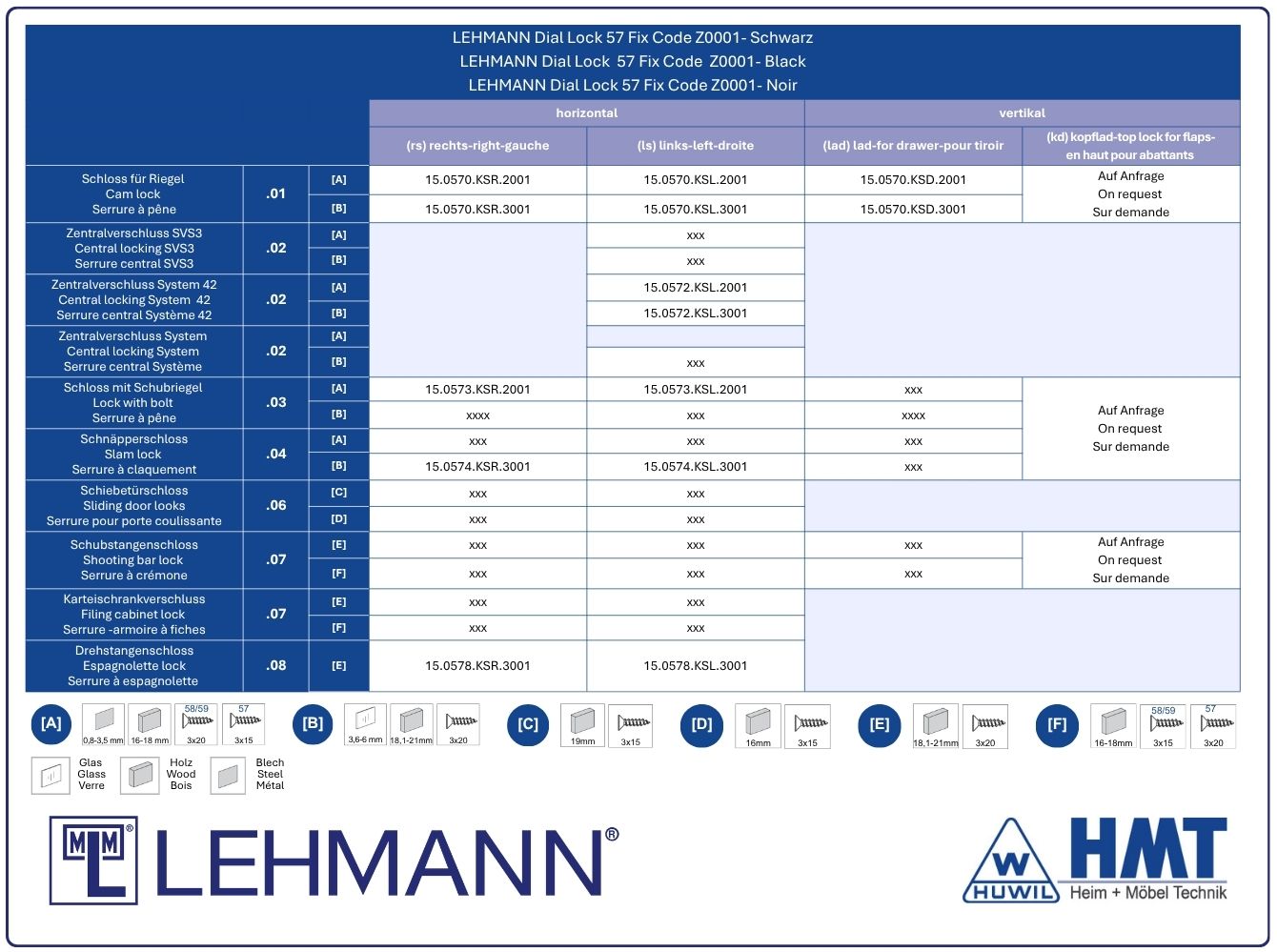 MLM Schloss Typ Dial Lock 57.01 Fix - [B] / ls / Z0001 / G