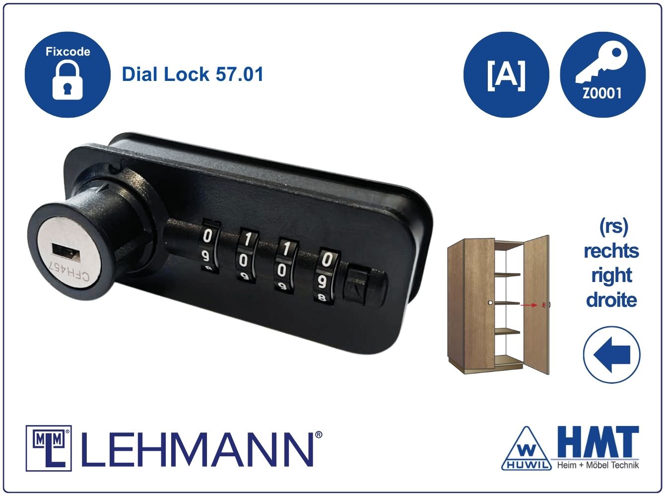 MLM Schloss Typ Dial Lock 57.01 Fix - [A] / rs / Z0001 / S