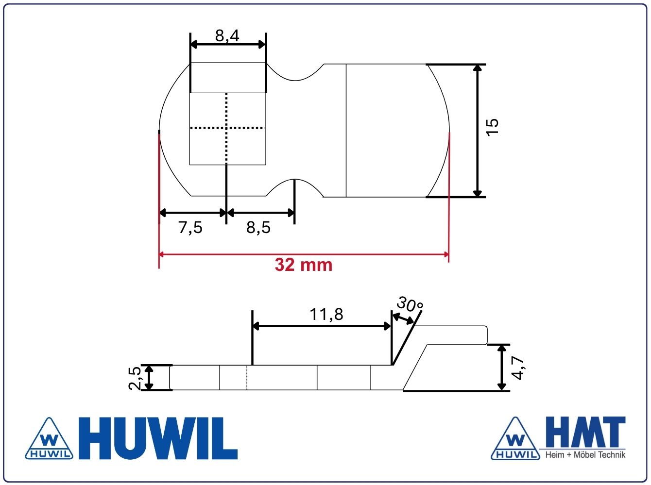 HUWIL Riegel ⏹︎8,4 #0869-001 HUWIL Riegel ⏹︎8,4 #0869-001