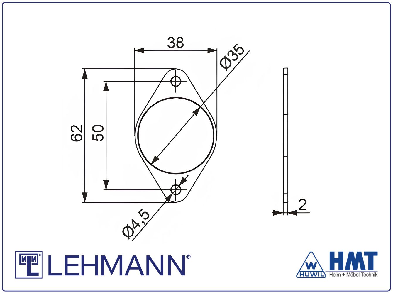 MLM Distanzring Typ 1619 / 2 mm für Befestigungsadapter 1619