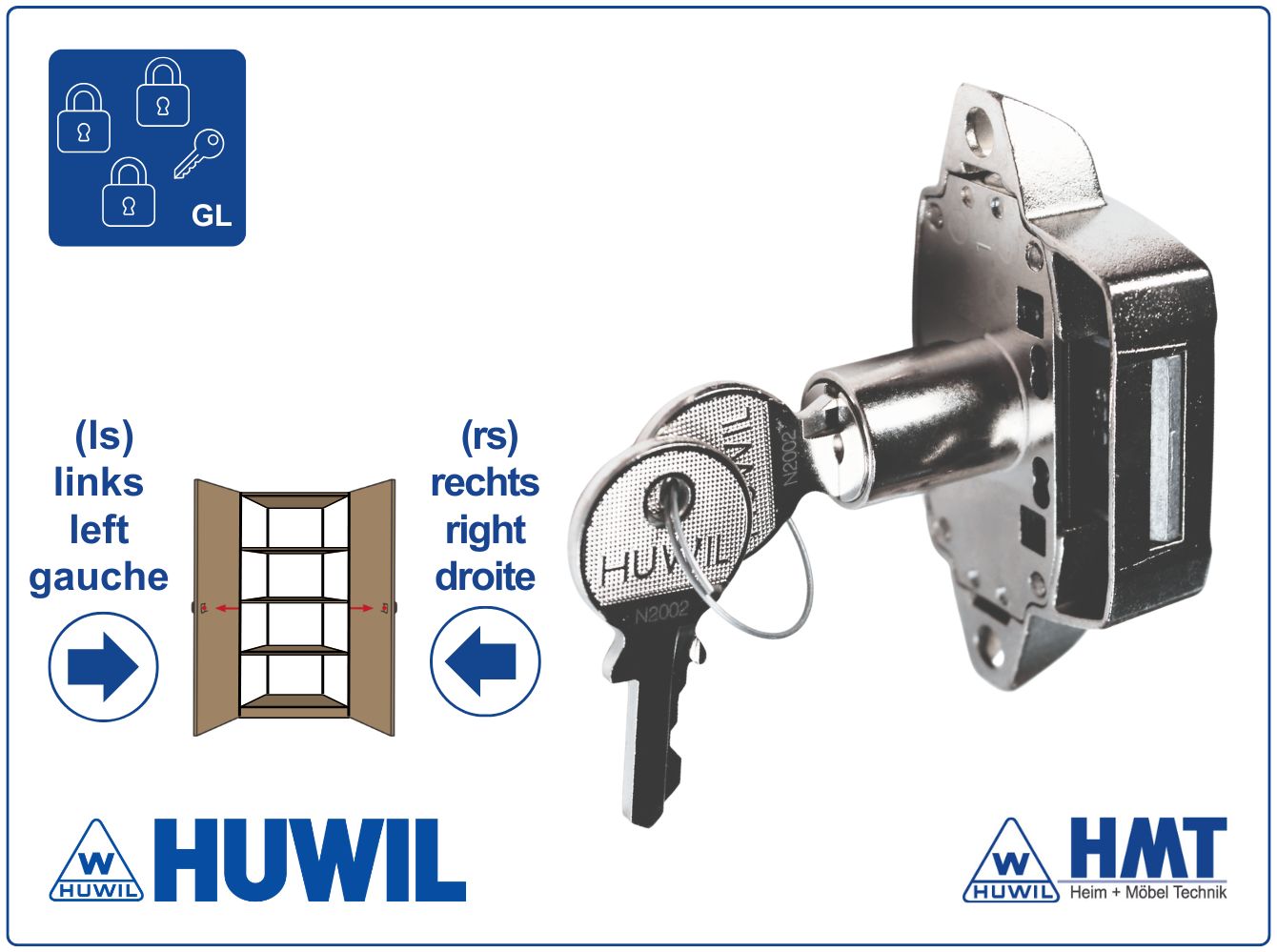HUWIL Schloss Typ 0247 Ø16,5mm - D25 / rs + ls / GL HUWIL Schloss Typ 0247 Ø16,5mm - D25 / rs + ls / GL