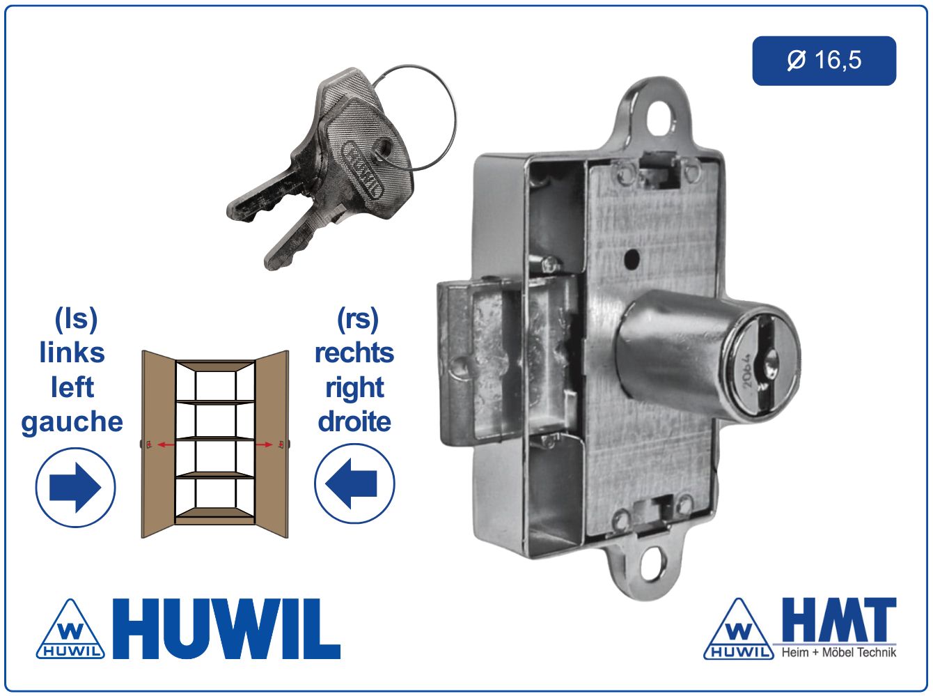 HUWIL Schloss Typ 0237 Ø16,5 [RA] - D20 / rs + ls / #.2120
