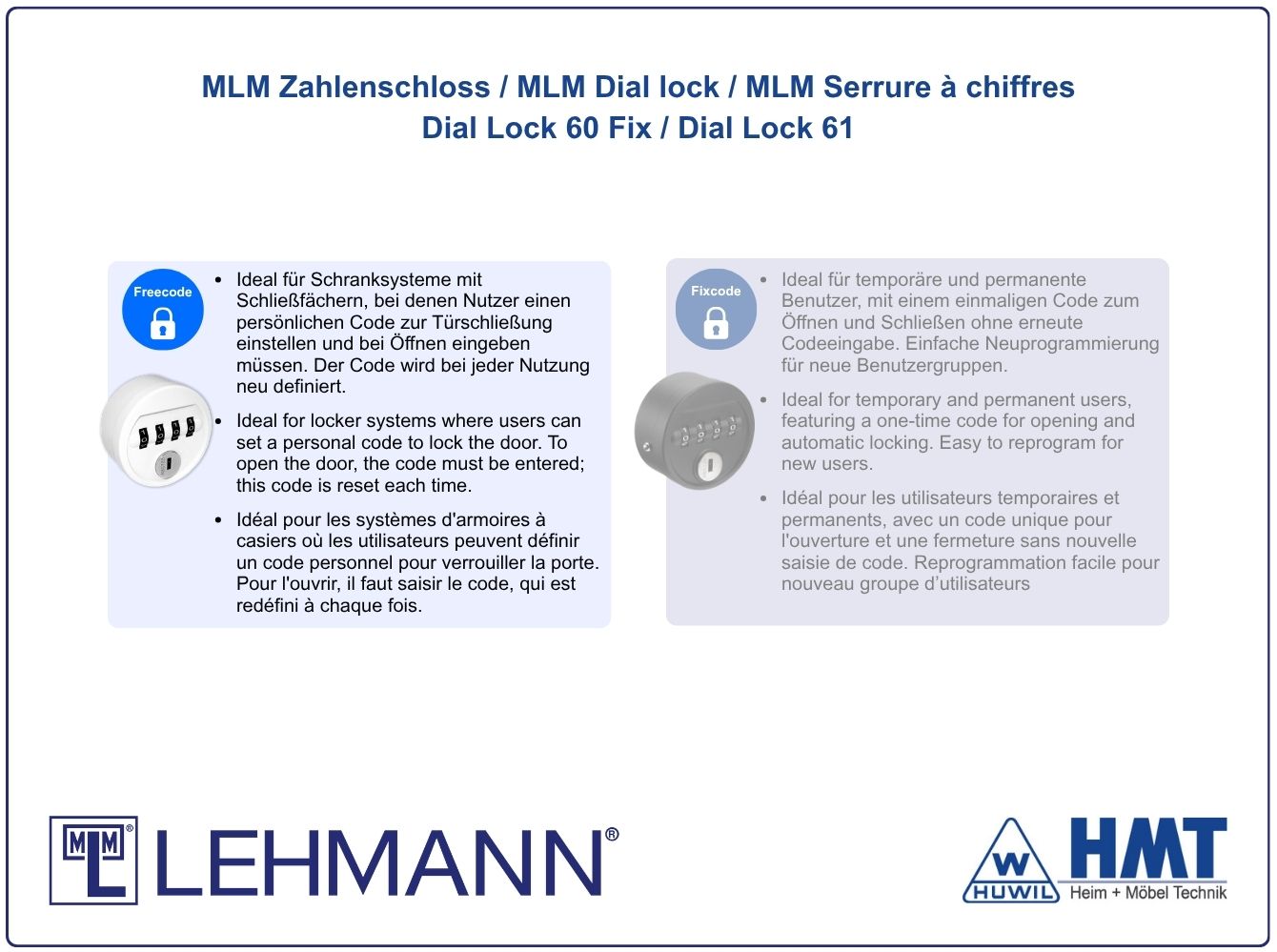 MLM Zahlenschloss Typ Dial Lock 61 Free - [G] / rs + ls / Z0001 / Schwarz