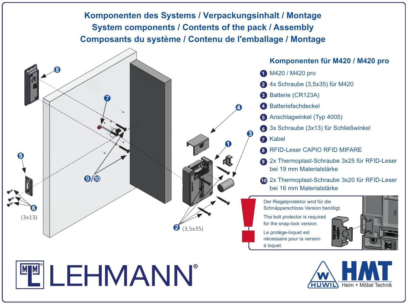 MLM E-Schloss Typ M420 PRO [SET] - RFID / MIFARE