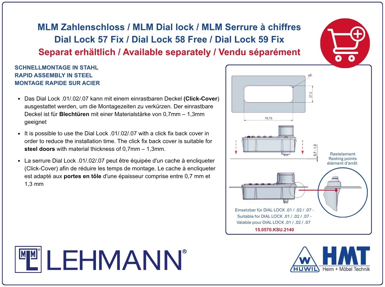 MLM Schloss Typ Dial Lock 57.01 Fix - [B] / ls / Z0001 / G
