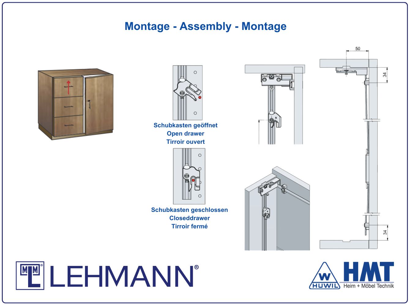 MLM Schließstange SVS3 Typ 952 für Container mit Stifteschublade